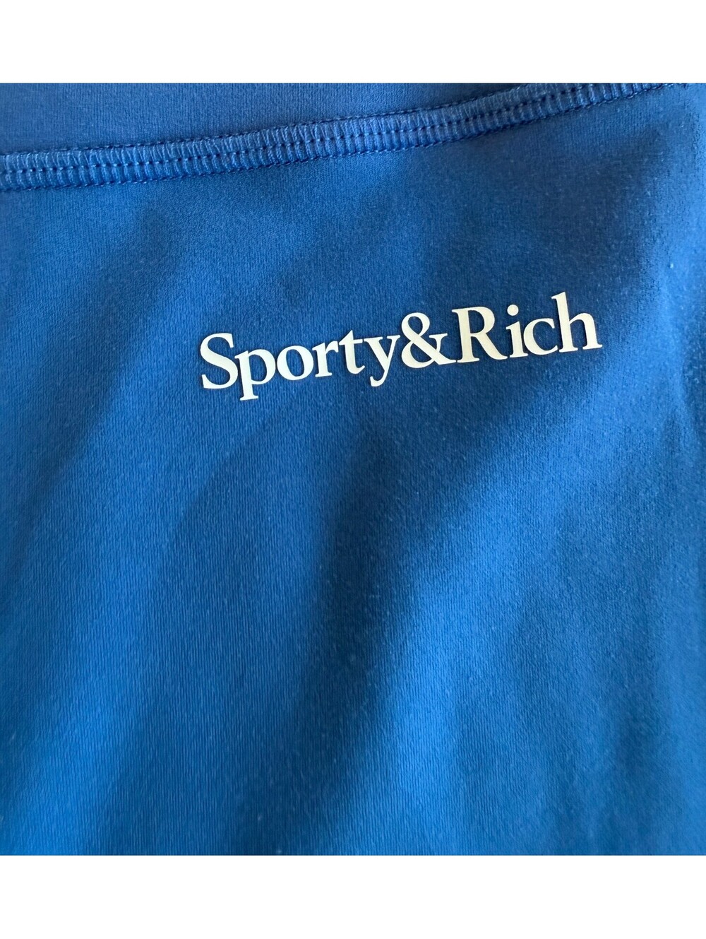 Sporty & Rich High-Waisted Logo Cycling Shorts Royal Blue Women’s Medium - Picture 3 of 5